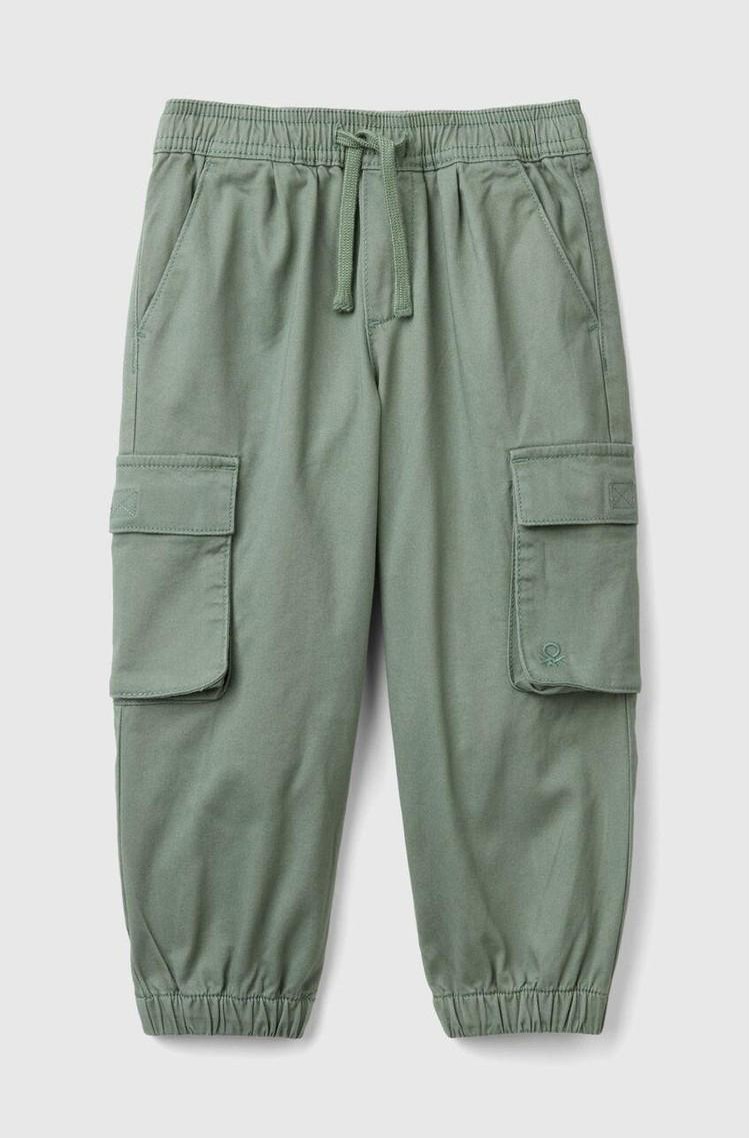 BENETTON Cargo hlače z zatezno vrvico Zelena - Green 