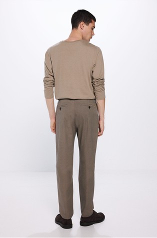 SPRINGFIELD Slim fit chino hlače z mikro vzorcem Rjava - Brown 2