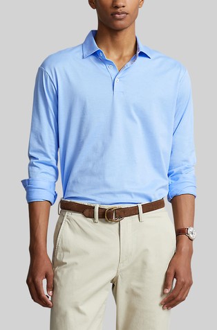 Classic Fit Lisle polo majica z dolgimi rokavi