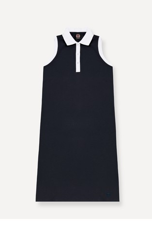 Piqué sleeveless dress with polo collar