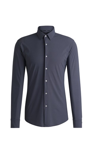 Slim fit srajca iz performance-stretch jerseya z geometrijskim vzorcem