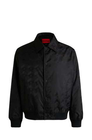 Relaxed fit vodoodbojna bomber jakna z žakarskim vzorcem logotipov