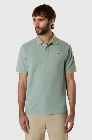 Short-sleeved polo shirt with contrast edges