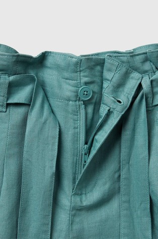BENETTON Paperbag bermudas in linen blend Aqua 3