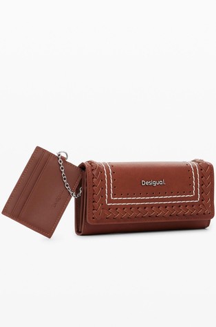 DESIGUAL Denarnica s prepletenimi detajli in šivi Rjava - Brown 3