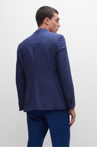 HUGO BOSS Slim-fit jacket in stretch virgin wool Navy 2