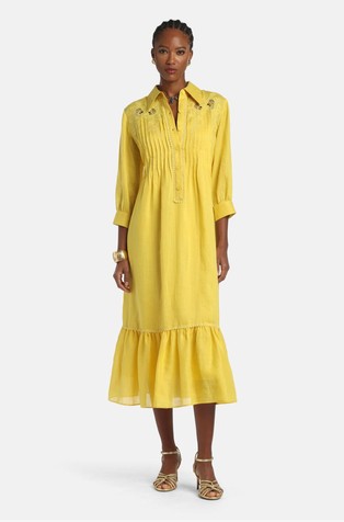 Embroidered long shirt dress