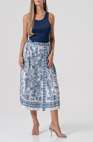 Flare wrap skirt middle length with conceptual pattern