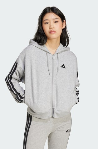 Essential 3-Stripes jopa s kapuco in frotirano notranjostjo