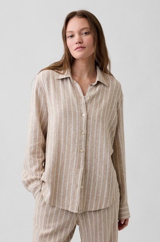 Linen-Blend Easy Shirt