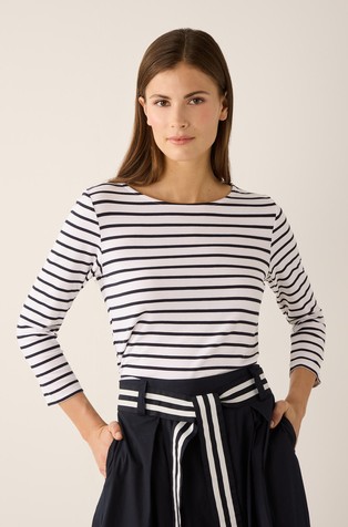 Črtasta majica iz raztegljive viskoze