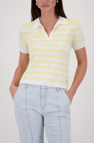 Črtasta pletena polo majica s kratkimi rokavi