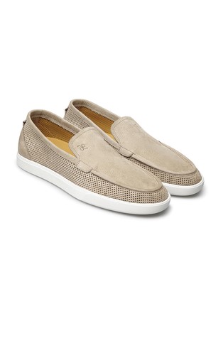 FABI Nubuck leather loafers with perforations Beige 2