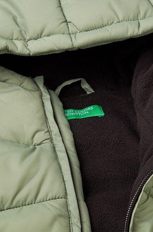 BENETTON Hooded jacket with fleece lined print Light Green 3