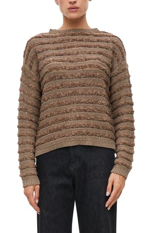 Lightweight weater with an ajour pattern and sequins