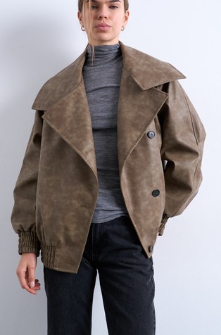 TSOLIVIA oversized jacket in faux-leather