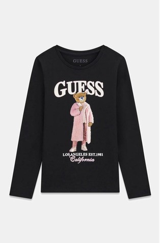 Printed logo long sleeved T-shirt with bear