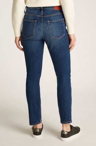 TOMMY HILFIGER Slim fit hlače z visokim pasom in skrajšano dolžino Modra - Blue 2