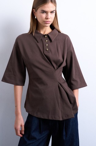 TSHELLA polo majica z gubami