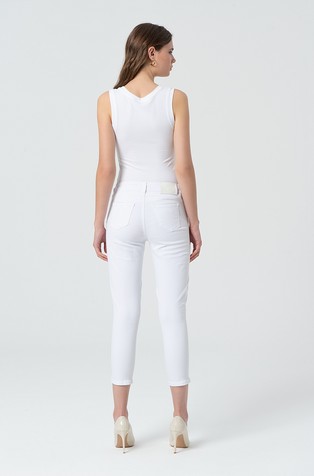 FRACOMINA Shape up jeans hlače z vezeninami Bela - White 2