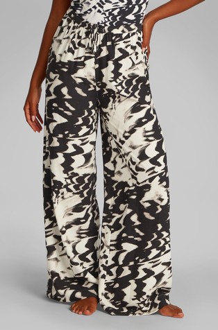 Patterned Viscose Linen Beach Pants