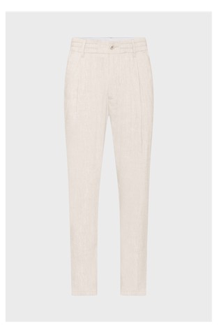 Hlače z gubami iz lanene mešanice