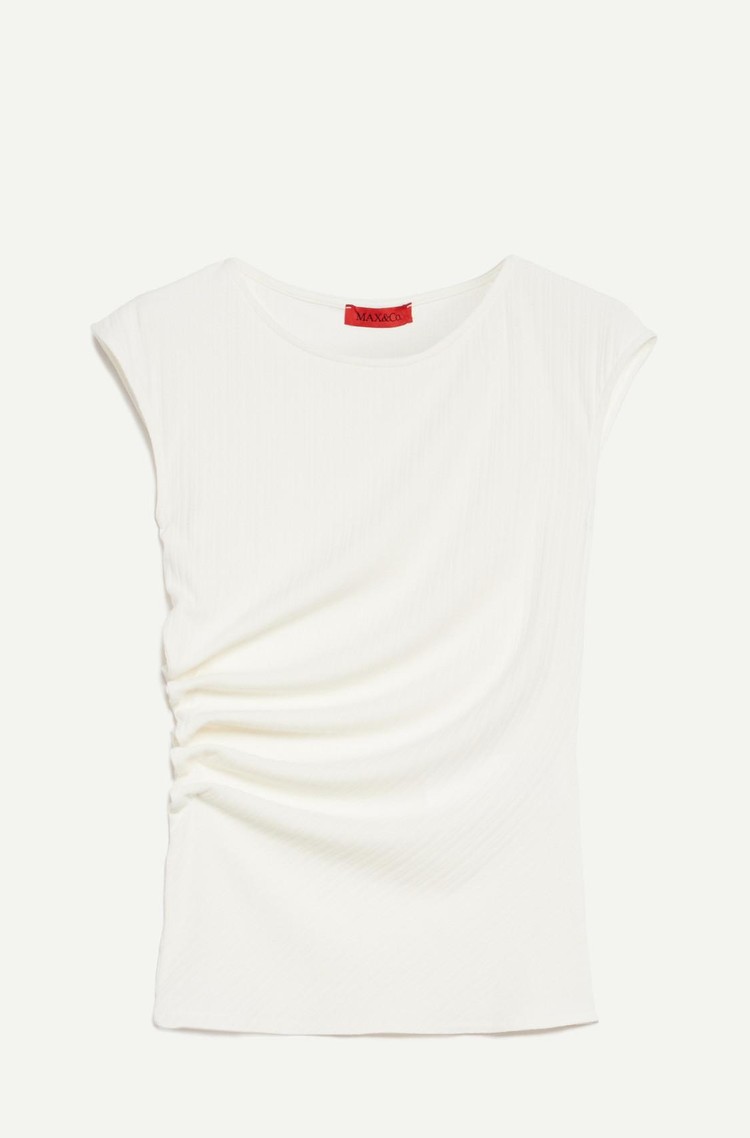 MAX&amp;CO Rebrasta bombažna majica Bela - White 