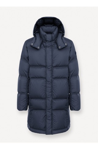 Hooded water-repellent puffy down jacket