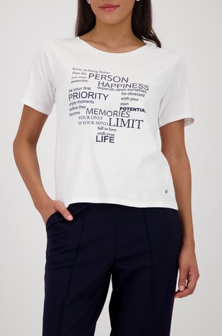 Bombažna majica s potiskom in okrasnimi kamenčki