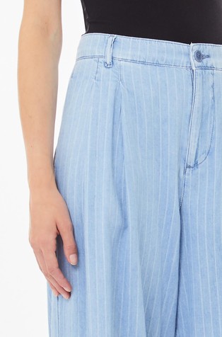 LIU JO Pinstripe denim palazzo trousers Blue 3