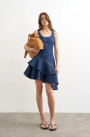 TSANNIE denim ruffle dress