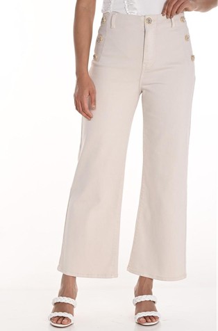 Cropped hlače z dekorativnimi gumbi