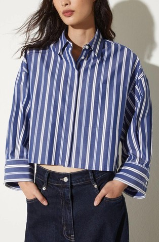 Cropped srajca iz bombažnega poplina