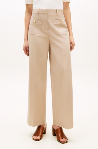 Cotton-blend Wide Leg Chinos