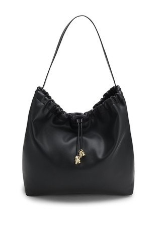 Drawstring shoulder bag in faux-leather