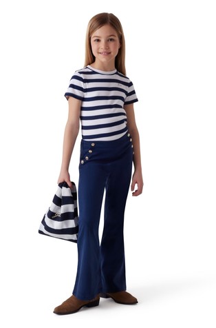 Satenaste hlače s kovinskimi gumbi zlate barve