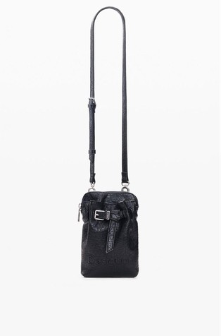 Faux leather phone holder with removable pouch