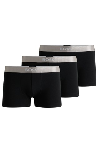 Three-pack of cotton boxers with metallic waistband