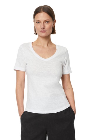 Short-sleeved cotton V-neck T-shirt