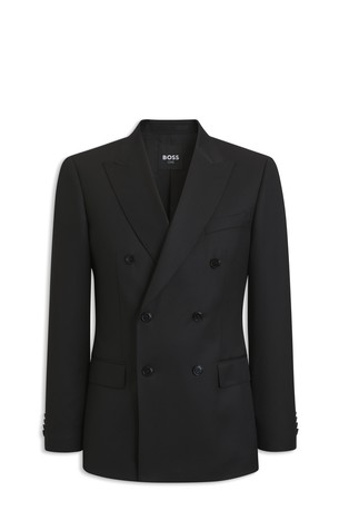 Slim fit volnen suknjič z dvorednim zapenjanjem