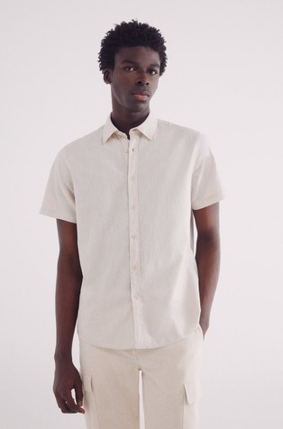 Cotton and linen blend shirt with short sleeves