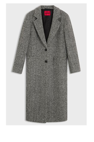 Relaxed-fit coat with herringbone pattern