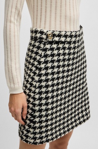 HUGO BOSS Houndstooth mini skirt with decorative buttons Black/White 3