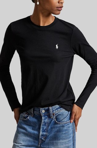 Classic fit majica z dolgimi rokavi iz jerseya