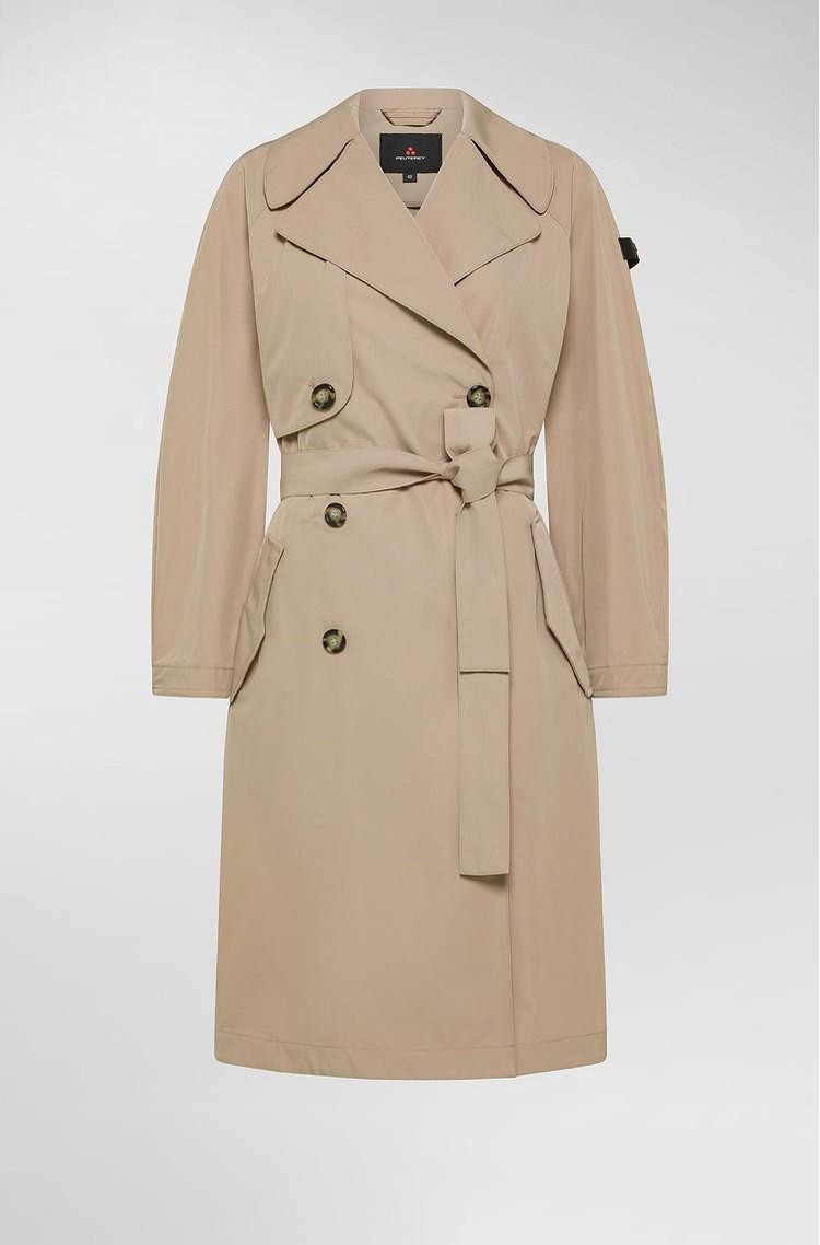 PEUTEREY Water-repellent double-breasted trench coat with belt Sesame 