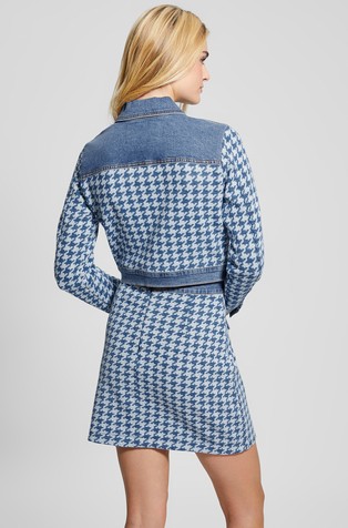 GUESS Tweed Crop Jacket With Denim Inserts Blue 2
