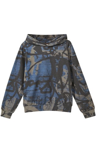 Hooded sweater with graffiti print