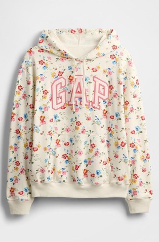 GAP Relaxed Gap Logo Hoodie Red Floral Print 5