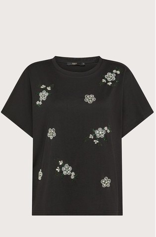 Crewneck cotton T-shirt with beaded details