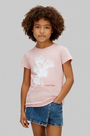 Bombažna majica s cvetličnim potiskom